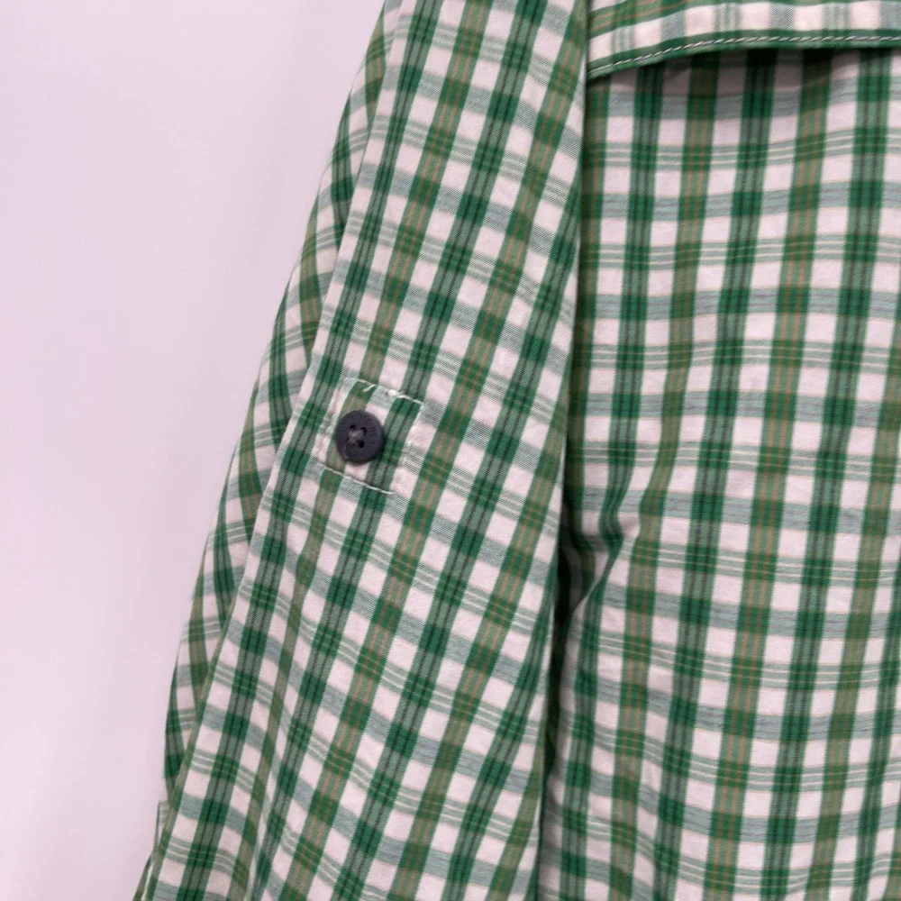The North Face Mens XL‎ Green Gingham Plaid Long Sleeve Button Up Shirt